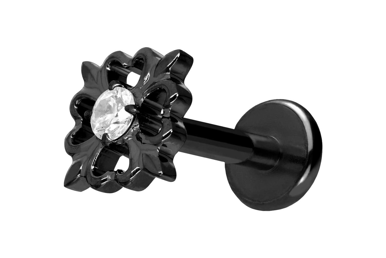Titan Labret Piercing mit Push Fit KLEEBLATT